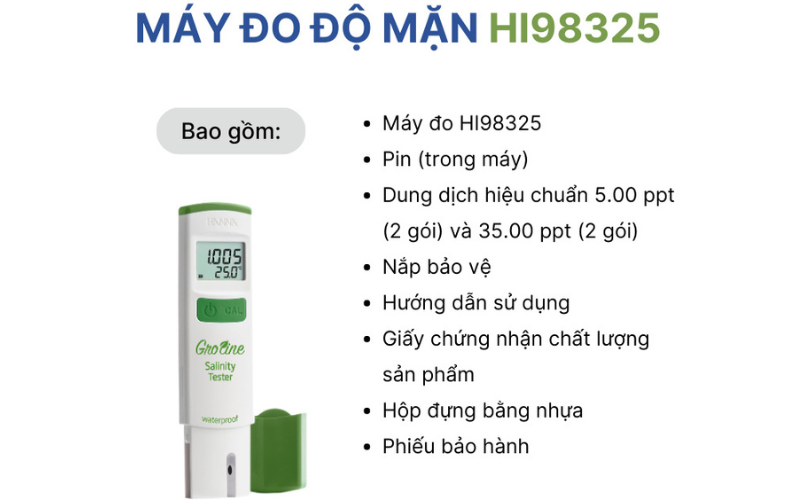 máy đo độ mặn, nhiệt độ chuyên cho nông nghiệp Hanna HI98325