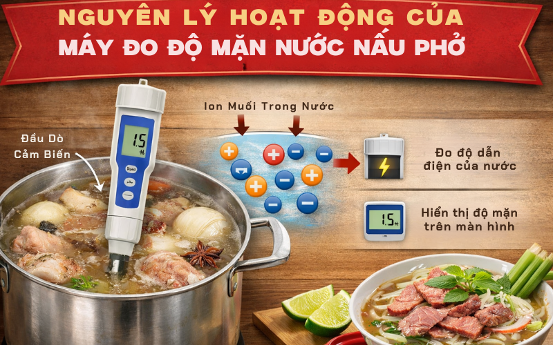 Nguyên lý hoạt động của máy đo độ mặn nước nấu phở