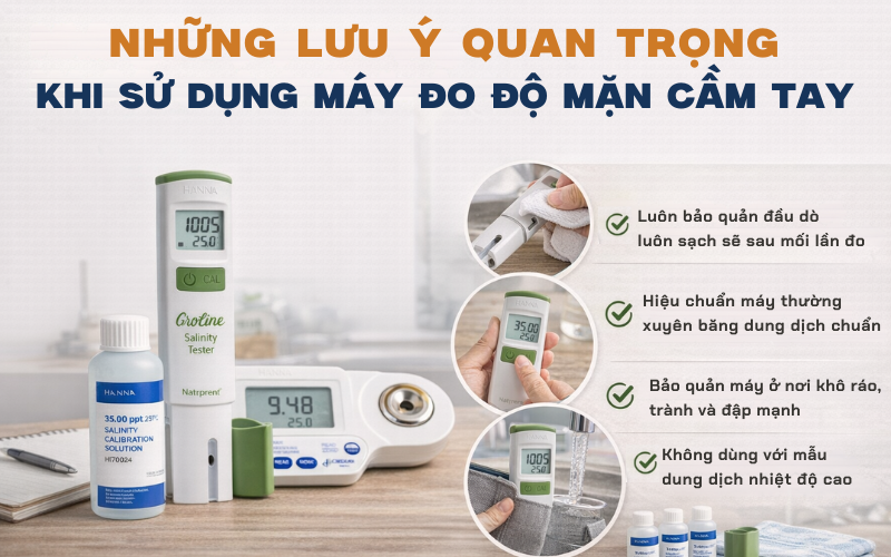 Những lưu ý quan trọng khi sử dụng máy đo độ mặn cầm tay