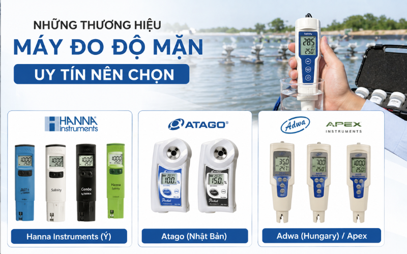 Những thương hiệu máy đo độ mặn nước nuôi tôm uy tín nên chọn