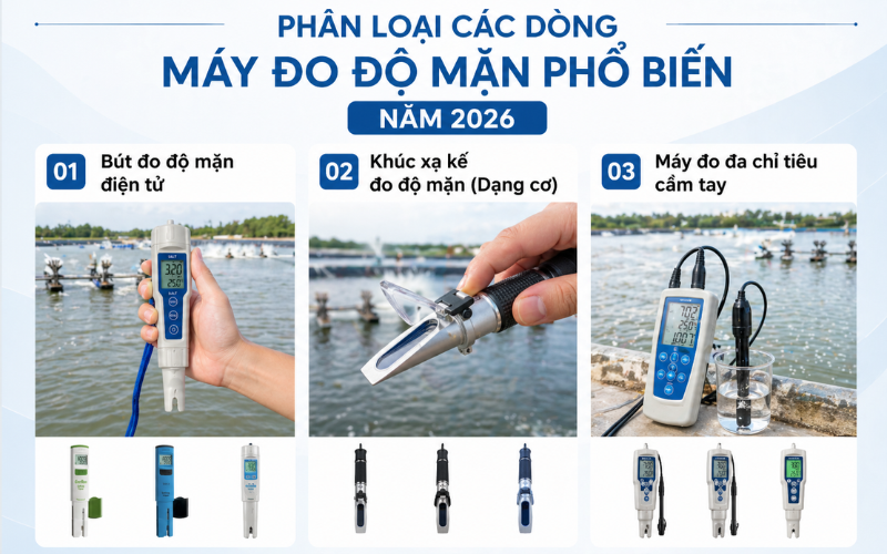 Phân loại các dòng thiết bị đo độ mặn của nước phổ biến năm 2026