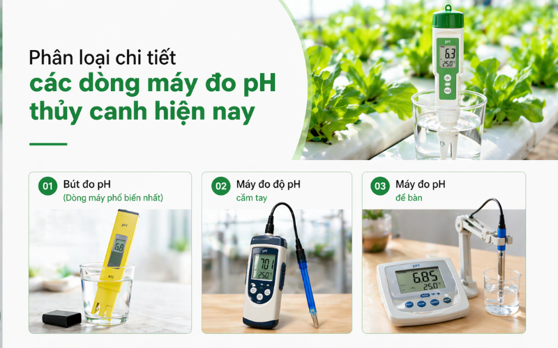 Phân loại chi tiết các dòng máy đo pH thủy canh hiện nay