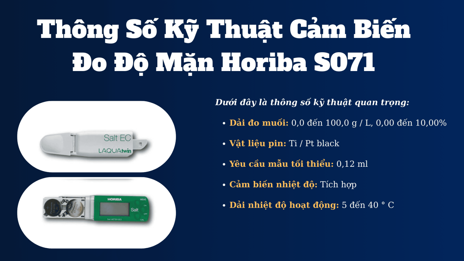 Thông số kỹ thuật cảm biến đo độ mặn Horiba S071