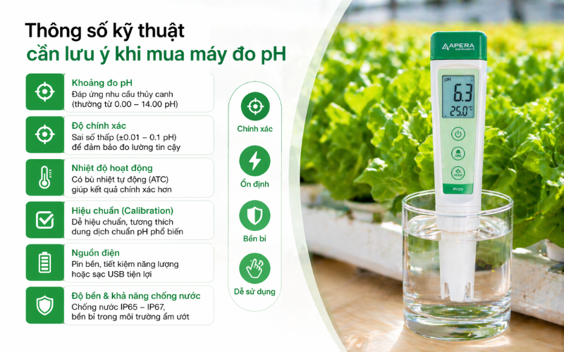 Thông số kỹ thuật cần lưu ý khi mua máy đo pH
