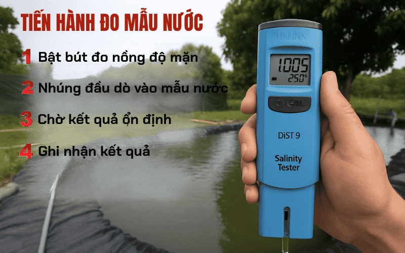 Tiến hành đo mẫu nước