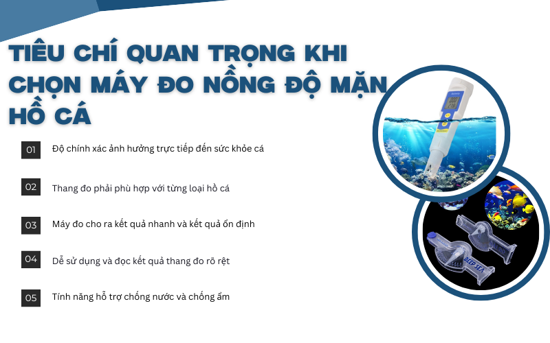 Tiêu chí quan trọng khi chọn máy đo nồng độ mặn hồ cá