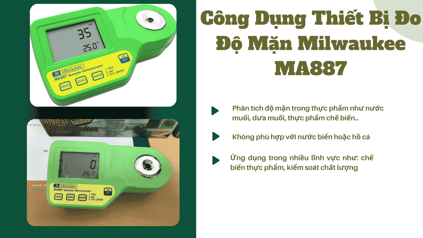 Công dụng thiết bị đo độ mặn Milwaukee MA887