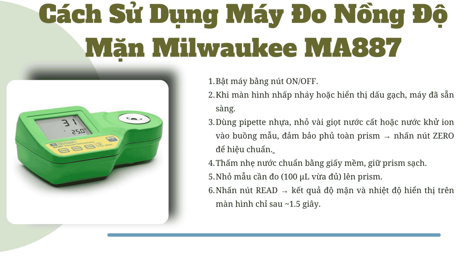 Cách sử dụng máy đo nồng độ mặn Milwaukee MA887