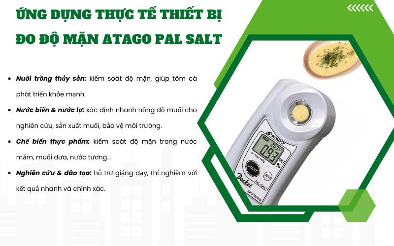 Ứng dụng thực tế thiết bị đo độ mặn Atago Pal Salt