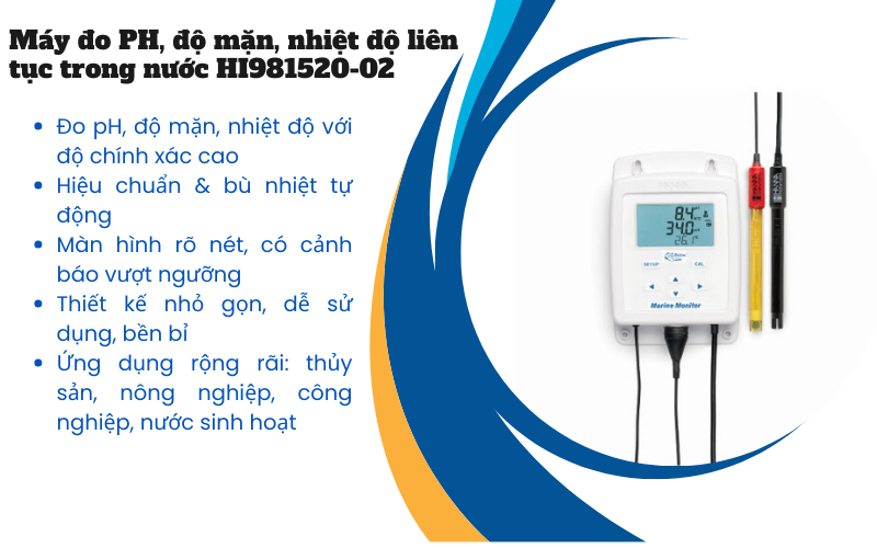 Điểm nổi bật của máy đo PH, độ mặn, nhiệt độ HI981520-02
