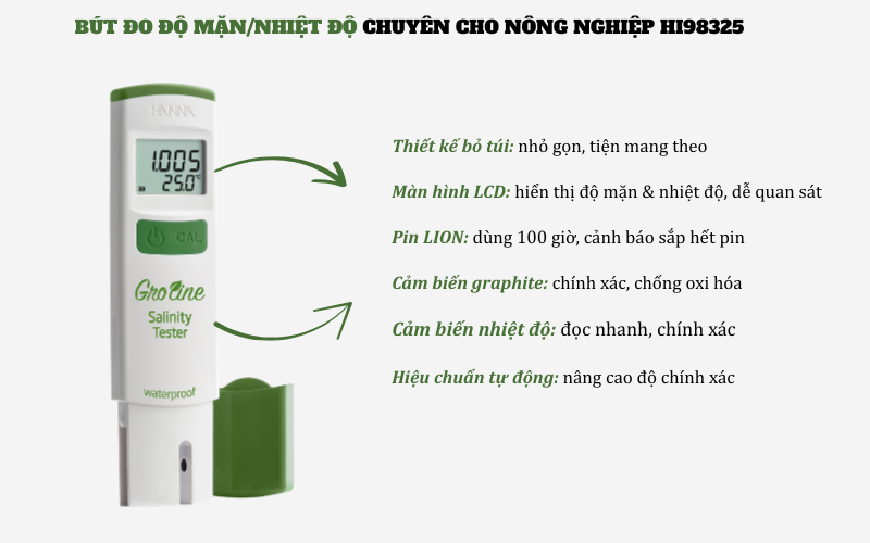Ưu điểm nổi bật của bút đo độ mặn Hanna HI98325