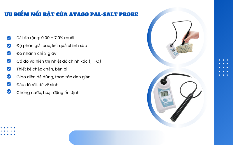 Ưu điểm nổi bật của Máy đo độ mặn điện tử Atago PAL-Salt Probe