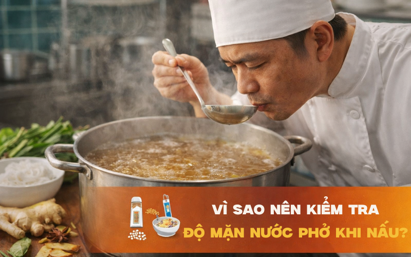 Vì sao nên kiểm tra độ mặn nước phở khi nấu?