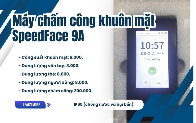 Máy chấm công khuôn mặt SpeedFace 9A