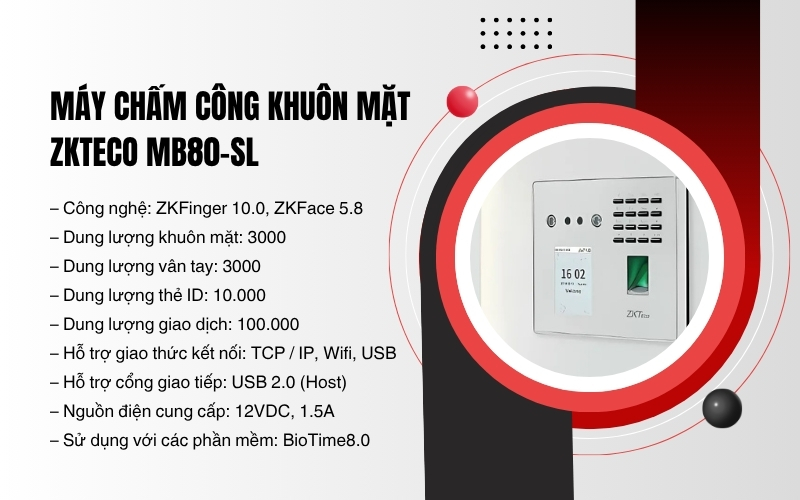 Máy chấm công khuôn mặt ZKTECO MB80-SL