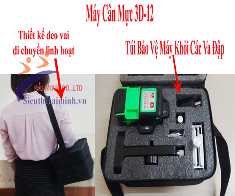 Máy Cân Mực Yamafuji 3D-12 (12 tia xanh) treo tường thiết kế đeo vai di chuyển linh hoạt