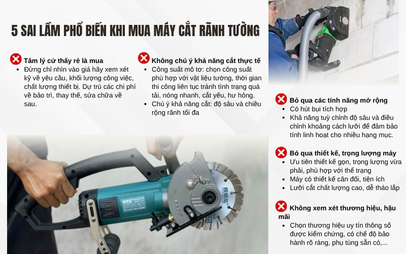 5 sai lầm phổ biến khi mua máy cắt rãnh tường