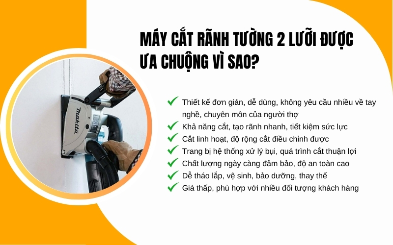 Máy cắt rãnh tường 2 lưỡi được ưa chuộng vì sao