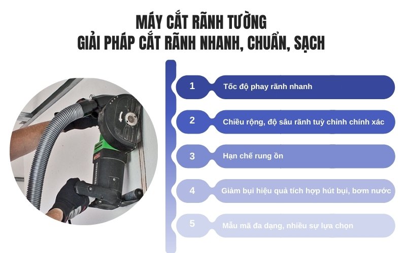 Máy cắt rãnh tường – giải pháp cắt rãnh nhanh, chuẩn, sạch 