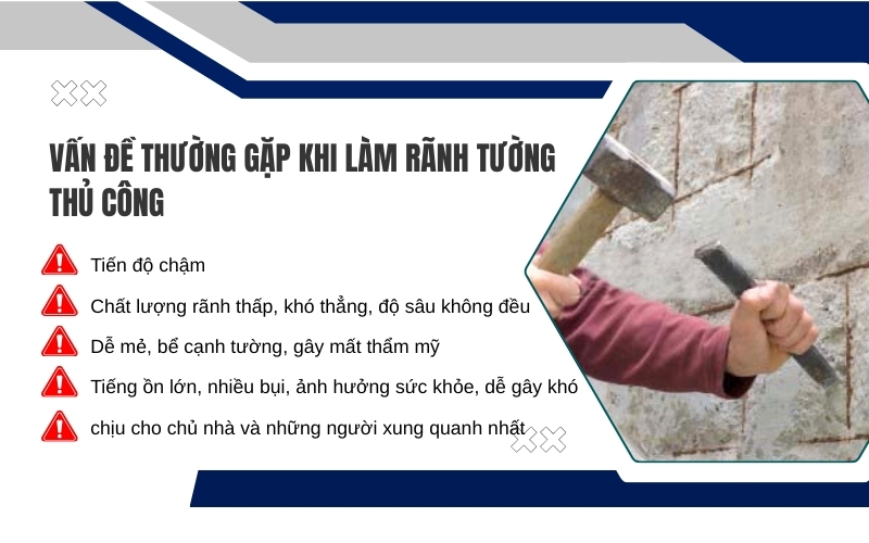 Vấn đề thường gặp khi làm rãnh tường thủ công