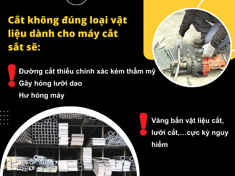 Tai hại khi cắt không đúng loại vật liệu dành cho máy cắt sắt