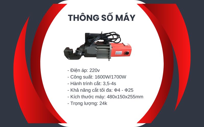Thông số kỹ thuật của máy cắt sắt RC-25C