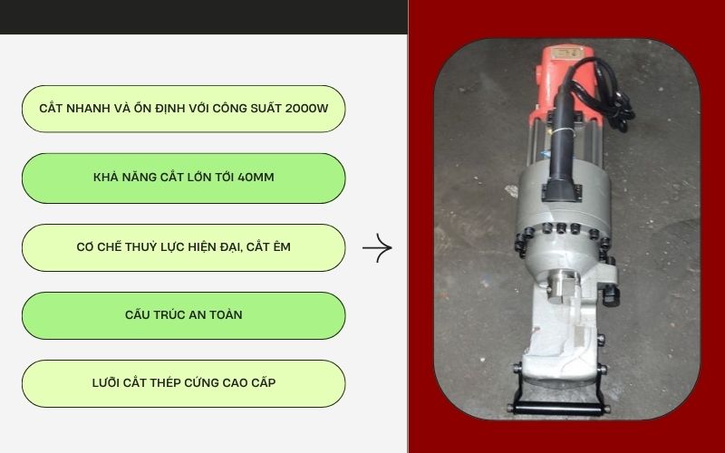 Tính năng nổi trội của máy cắt sắt thủy lực cầm tay HM-RC40