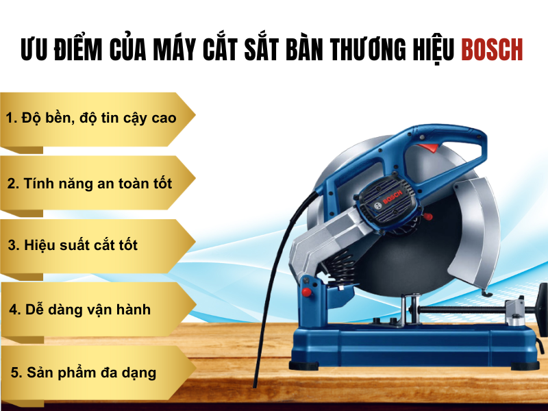 Ưu điểm của máy cắt sắt bàn thương hiệu Bosch hiện nay
