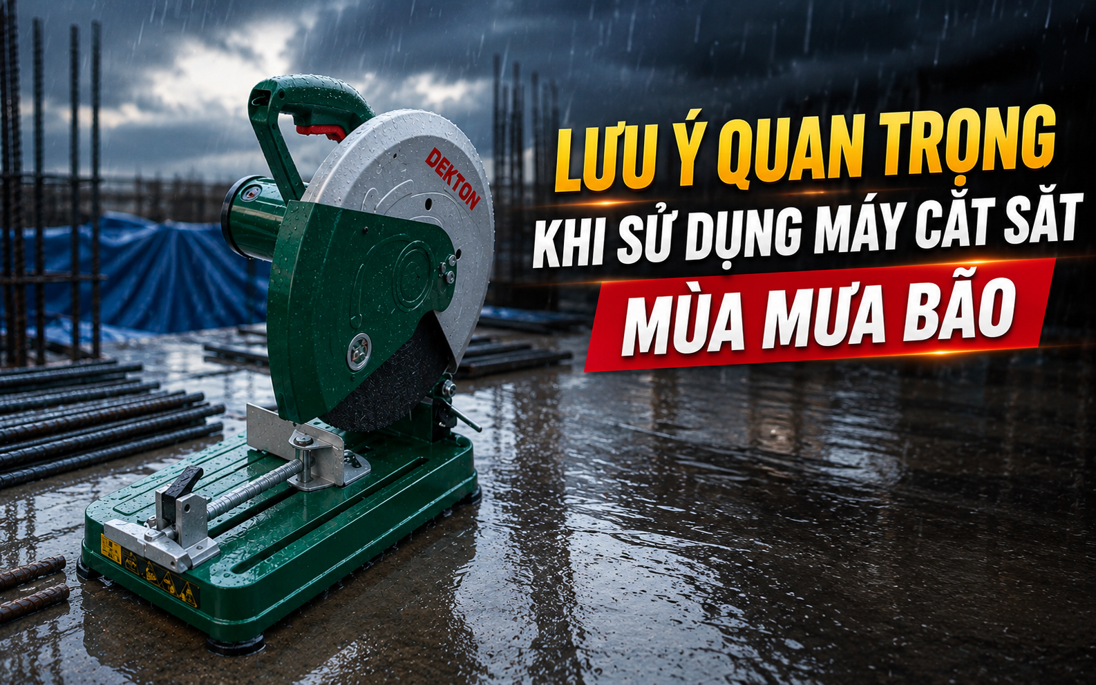 Lưu ý quan trọng khi sử dụng máy cắt sắt mùa mưa bão
