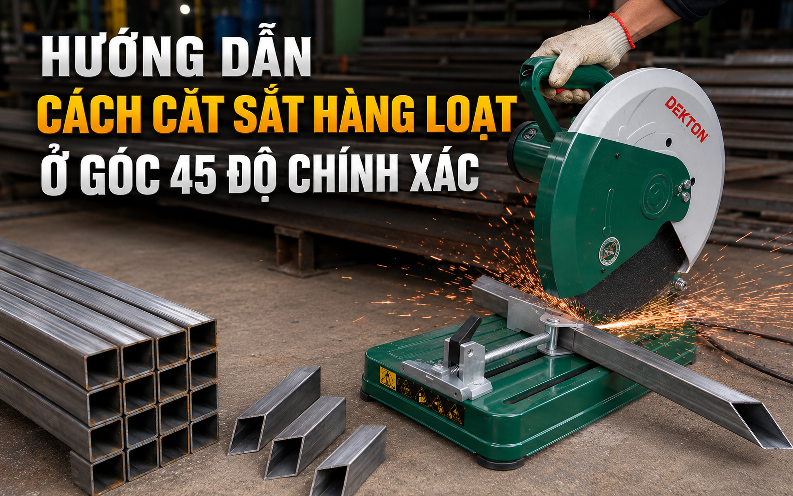Hướng dẫn cách cắt sắt hàng loạt ở góc 45 độ chính xác