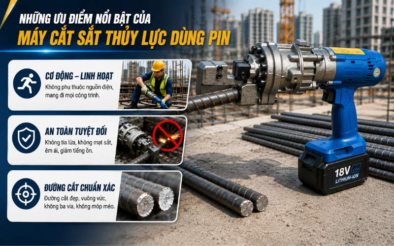 Những ưu điểm nổi bật của máy cắt sắt thủy lực dùng pin