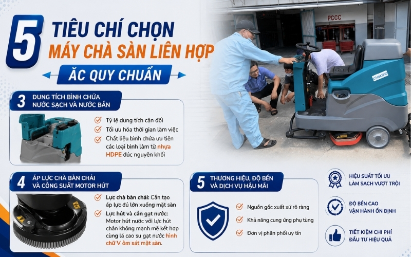 5 tiêu chí chọn máy chà sàn liên hợp ắc quy chuẩn