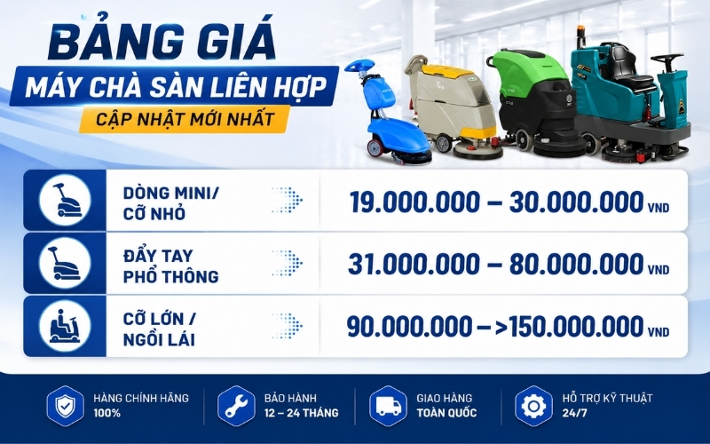 Bảng giá máy chà sàn liên hợp cập nhật mới nhất