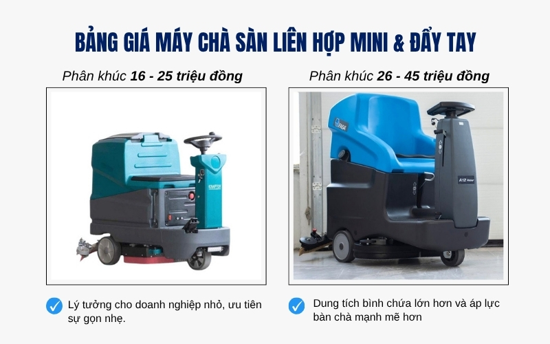 Bảng giá máy chà sàn liên hợp ngồi lái