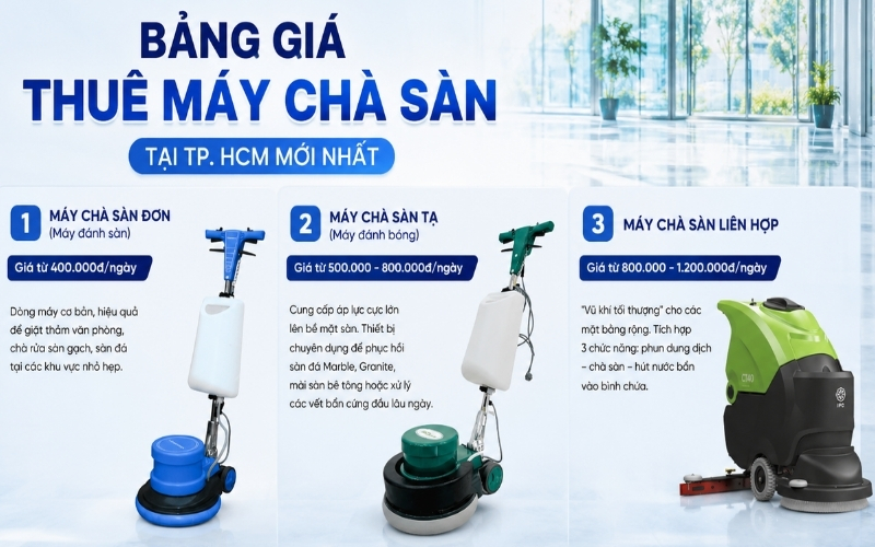 Bảng giá thuê máy chà sàn tại TP.HCM mới nhất