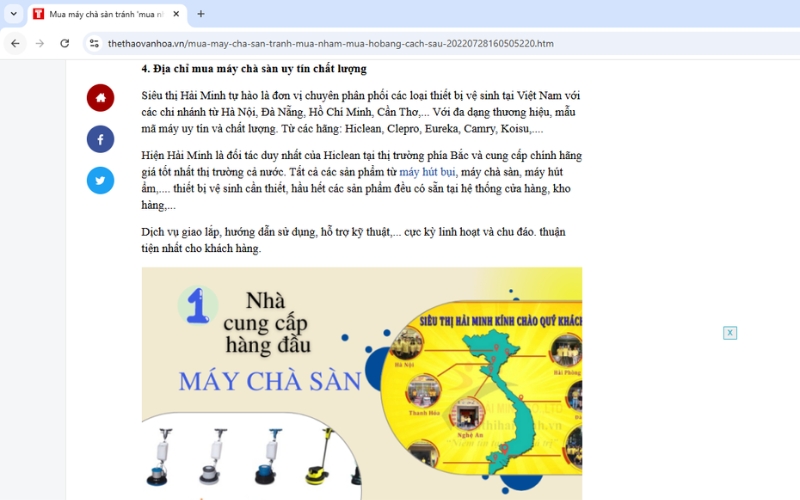 Báo gợi ý Siêu Thị Hải Minh - địa chỉ mua máy chà sàn uy tín