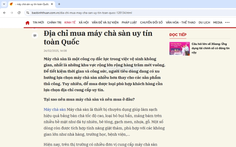 Baobinhthuan.vn| Hải Minh – Tổng Kho Máy Chà Sàn Toàn Quốc