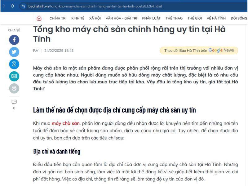 Baohatinh.vn - Tổng kho máy chà sàn chính hãng uy tín tại Hà Tĩnh