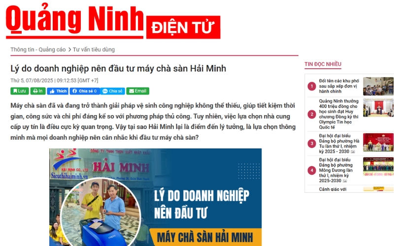 Baoquangninh.vn| Đầu tư máy chà sàn tại Hải Minh nên hay không?