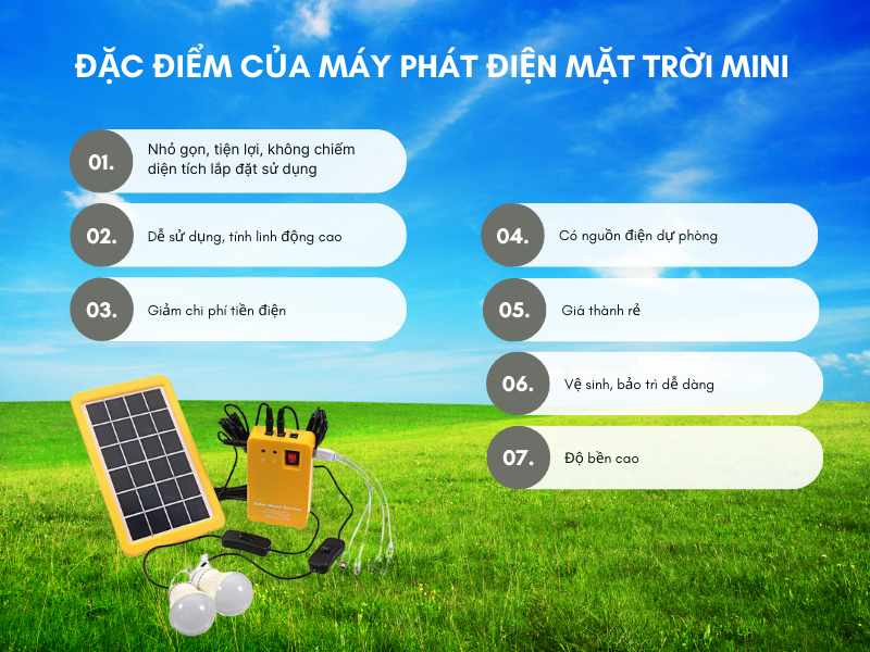 Đặc điểm của máy phát điện năng lượng mặt trời mini