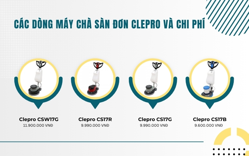 Các dòng máy chà sàn đơn Clepro và chi phí
