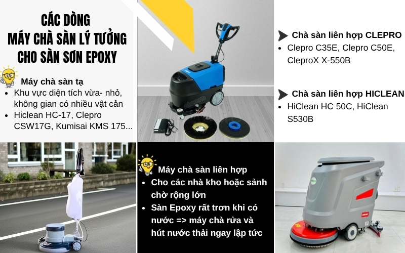 Các dòng máy chà sàn lý tưởng cho sàn sơn Epoxy