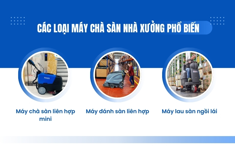 Các loại máy chà sàn nhà xưởng phổ biến