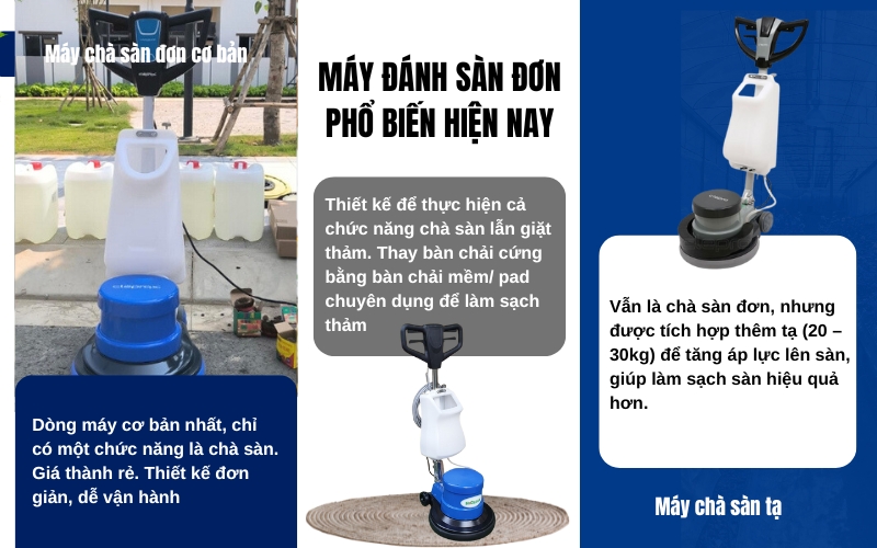 Các loại máy đánh sàn đơn phổ biến hiện nay