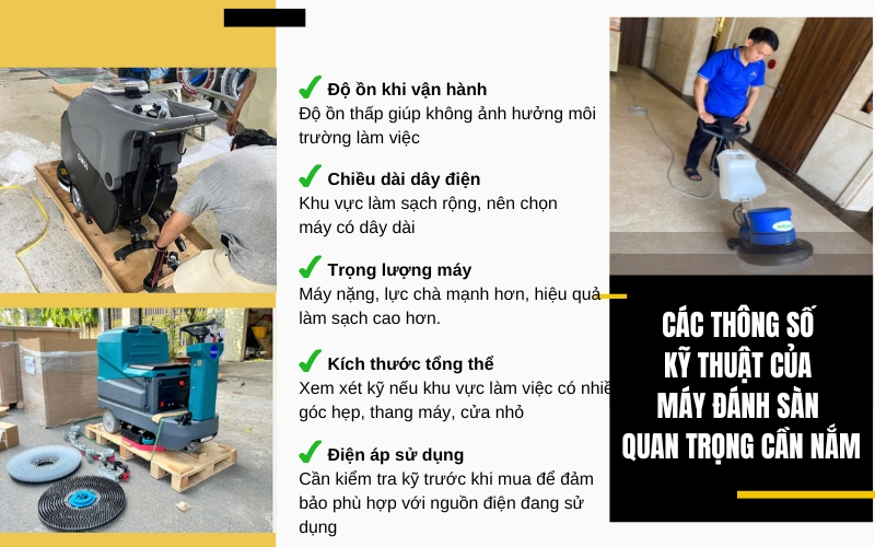 Các thông số kỹ thuật của máy chà sàn quan trọng cần nắm