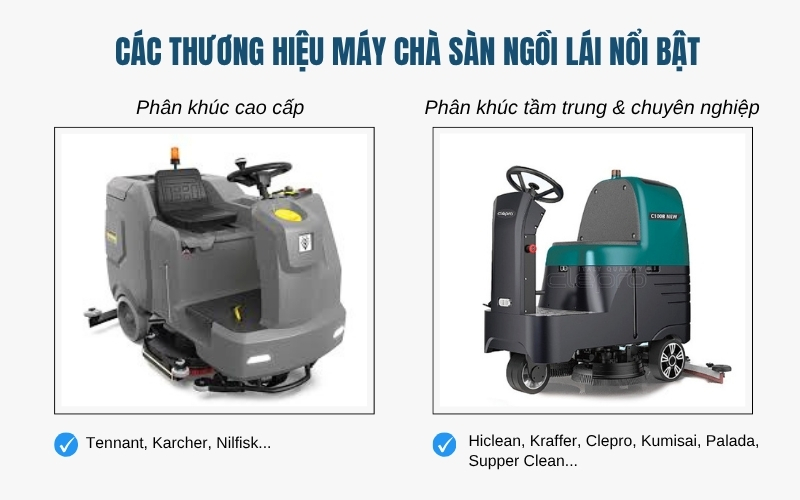 Các thương hiệu máy chà sàn ngồi lái nổi bật