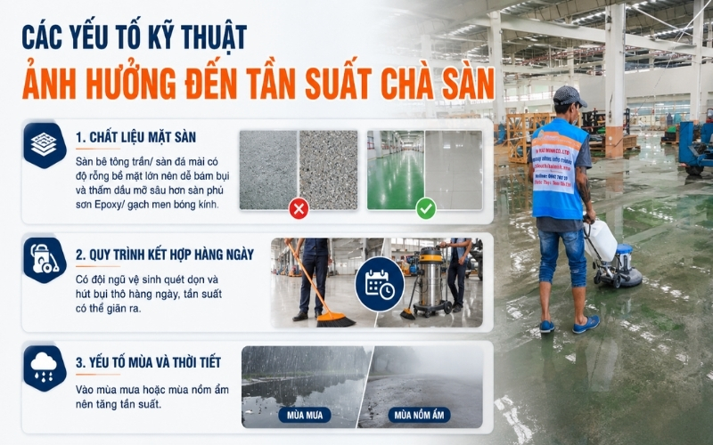 Các yếu tố kỹ thuật ảnh hưởng đến tần suất chà sàn