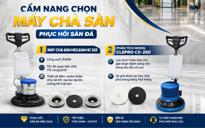 Cẩm nang chọn máy chà sàn phục hồi sàn đá