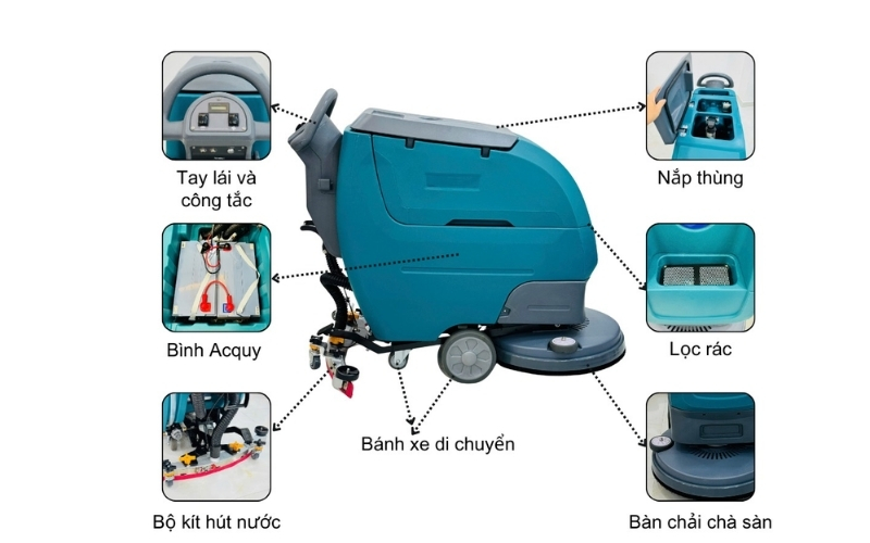 Cấu tạo của máy chà sàn dùng bình KF60