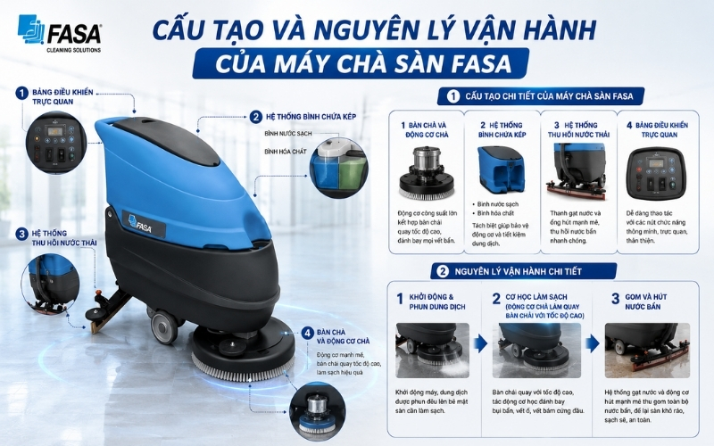 Cấu tạo và nguyên lý vận hành của máy chà sàn FASA